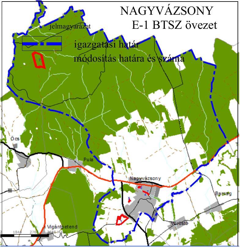 módosítás területét is érinti a Btv. Á-1, E-2 részben, M-1, K-1, M-1, SZ-1, T-1, T-2 övezete.