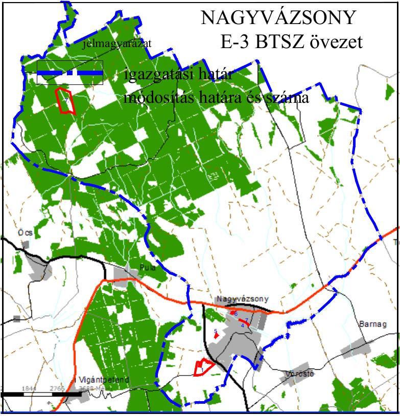 A település igazgatási területét érinti, és a 4. módosítás területét is érinti a Btv. K-1, SZ-1, U-1 övezete.