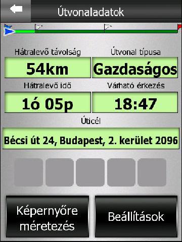 Amikor kinyitjuk a képernyõt, minden adat a végcélra vonatkozik.