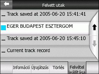 Ennek a sornak speciális neve (Current track record) van a többitõl való megkülönböztetésre. A mentett út akkor kapja meg a végleges nevét, amikor befejezzük a felvételt.