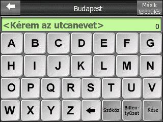 település középpontja lesz. 6.3.1.2 Az utcanév megadása Ha az adott városban keresünk egy címet, akkor elõször a keresett utca nevét kell megadnunk.