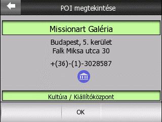 Az Elõzõ és Következõ gombok segítségével távolabbi pontokat is elérhetünk. Amint a kívánt POI-t kiválasztottuk, a dreimgo megmutatja annak adatait egy új képernyõn.