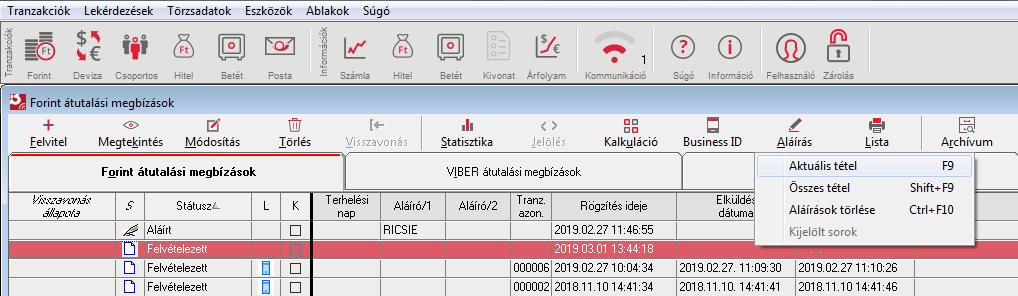 2. Aláírás 2.1 Megbízások aláírása a Terminálon 11. Felvételeztem a megbízásom, hogyan tudom aláírni a tételt?