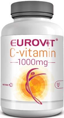 Eurovit C-vitamin 1000 mg retard C-vitamint tartalmazó étrendkiegészítő retard filmtabletta 90 db Az Eurovit C-vitamin magas hatóanyag tartalmú, melynek retard technológiája alkalmas