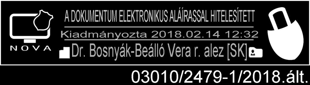 Érvényessége: 2018. február 13. napjától visszavonásig Dr. Bosnyák-Beálló Vera r.