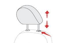 F Visszahelyezéshez illessze be a fejtámla szárait a nyílásokba, miközben benyomva tartja a magasságállító gombot.