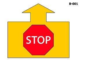 RO B kezdő osztály feladatok 001-022 B-001 A típus Stop A lábhoz vezényszó után a menetelésből megáll a páros a táblától balra, és a kutya alapállást vesz fel.