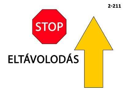 2-209 A típus Stop - Állítás A lábnál követésből a páros megáll a tábla előtt, és a kutya alapállást vesz fel. A KV az Állítás vezényszót használja. A KV eközben megváltoztathatja a pozícióját.