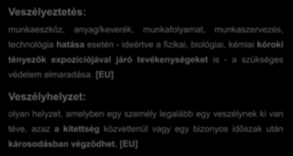 Veszélyeztetés: munkaeszköz, anyag/keverék, munkafolyamat,