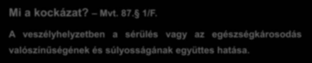 A kockázat és a megelőzés Mi a kockázat? Mvt.
