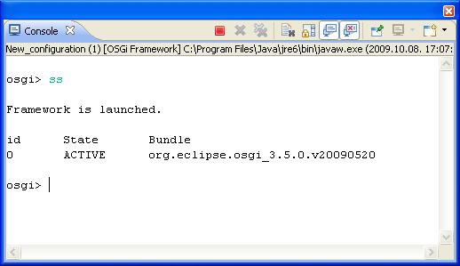 ! OSGi prompt OSGi konzol o Hasonló egy DOS v.