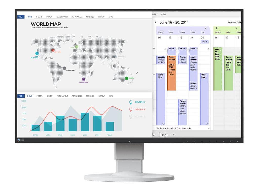 EV2750-WT Ön előnyei A 27 hüvelyk képátlójú, 2560 x 1440 képpontos EIZO Flex- Scan EV2750 monitort kifejezetten az irodai, valamint a kompakt méreteket és korszerű formatervet igénylő környezetek