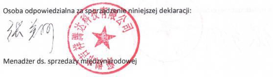 Deklaracja zgodności (No. TBX17A9), zarejestrowana pod adresem: Tower E3, No. 1001, Zhongshanyuan Road, Nanshan District, Shenzhen, Chiny.