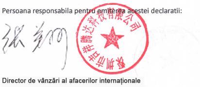 Declaratie de conformitate (No. TBX17A9), inregistrata la Tower E3, No. 1001, Zhongshanyuan Road, Nanshan District, Shenzhen, China.