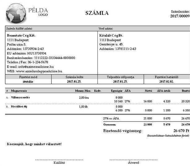 - elektronikus számla: Papír használata nélkül is ki lehet állítani számlákat, de az ilyen elektronikus számlák esetében kötelező a számlákat minősített elektronikus aláírással ellátni vagy a