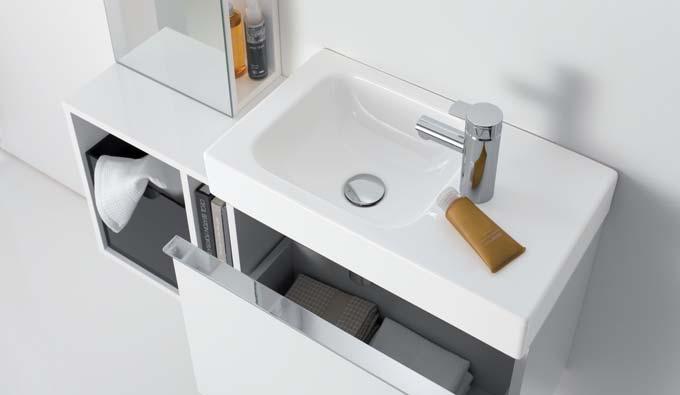 2 3 4 1 A Geberit icon kézmosók kínálatát velük harmonizáló fürdőszobabútorok teszik teljessé.