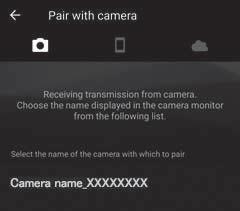 6 Okoseszköz: A Pair with camera (Párosítás fényképezőgéppel) képernyőn koppintson a fényképezőgép nevére.