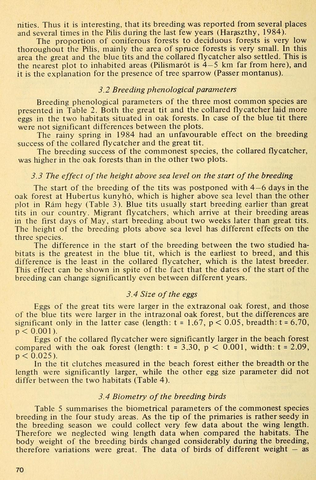 nities. Thus it is interesting, that its breeding was reported from several places and several times in the Pilis during the last few years (Haraszthy, ).