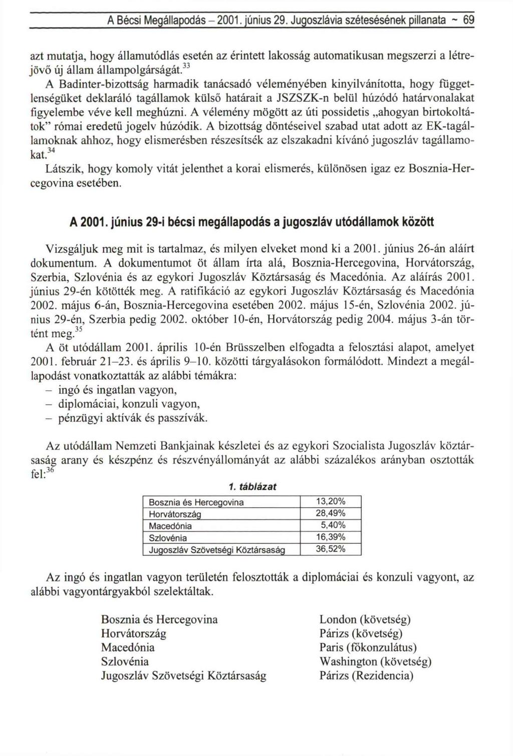 A Bécsi Megállapodás - 2001. június 29.