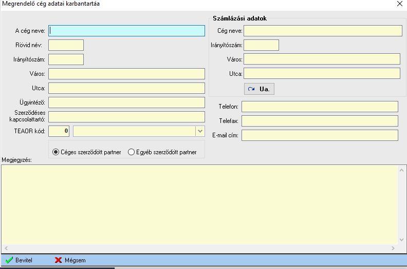 A hierarchia a következő: Megrendelő: a partner cég adatai.
