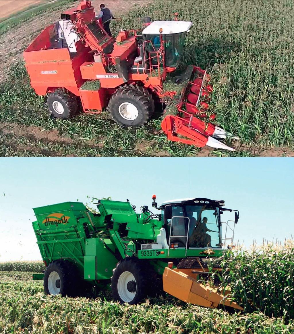 6. ábra. Bourgoin SMD 2000 és Hagoth 9325 TS csemegekukorica-betakarító gép (bourgoin.fr, hagothindustries.