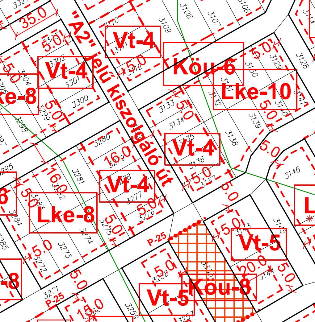 A 3133-34, a 3136-37, és a 3280 helyrajzi számú ingatlanokat érintő - területfelhasználási kategóriát elválasztó határvonalak hibajavítása Módosítással érintett munkarész: Kozár misl eny Város