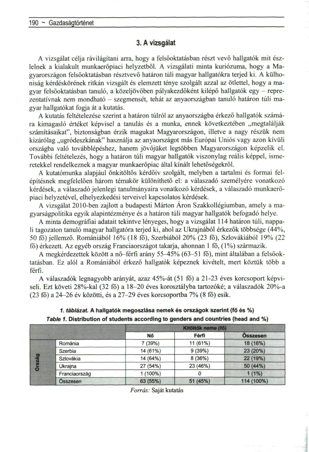 9 ~ Fiatal regionalisták. A vizsgálat A vizsgálat célja rávilágítani arra, hogy a felsőoktatásban részt vevő hallgatók mit észlelnek a kialakult munkaerőpiaci helyzetből.