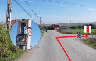 Itt balra haladunk, délkelet irányba, 2,3 km-t, majd Tordatúrba érve lassítunk és figyelünk, mert az első mellékútnál, egy betonoszlopra szerelt jelzőtáblánál jobbra kell térnünk.