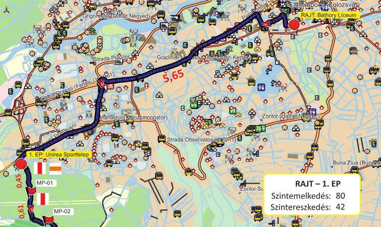 Báthory István Elméleti Líceum Unirea Sporttelep (5,22 km, 43 m) A Báthory István Elméleti Líceumtól való RAJTolás után jobbra térhetünk az Egyetem utcába, majd a Főtér és a Jókai (manapság Napoca)