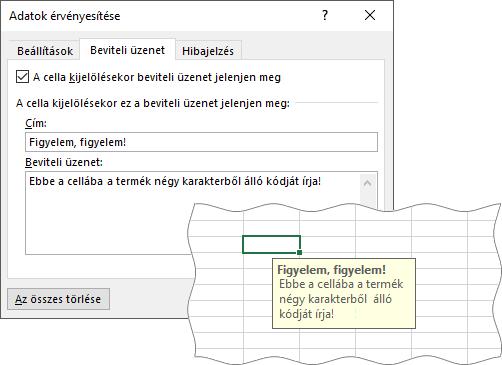 A Figyelmeztetés Igen- és az Információ OK vezérlője a szabálynak ellentmondó adat rögzítésére utasít.