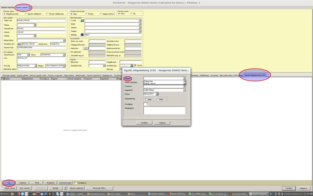 Note: Free text field Channel: Select one of the channels that can be specified for data management. 1 Ábra Ügyfél elégedettség felvitele 1.2.