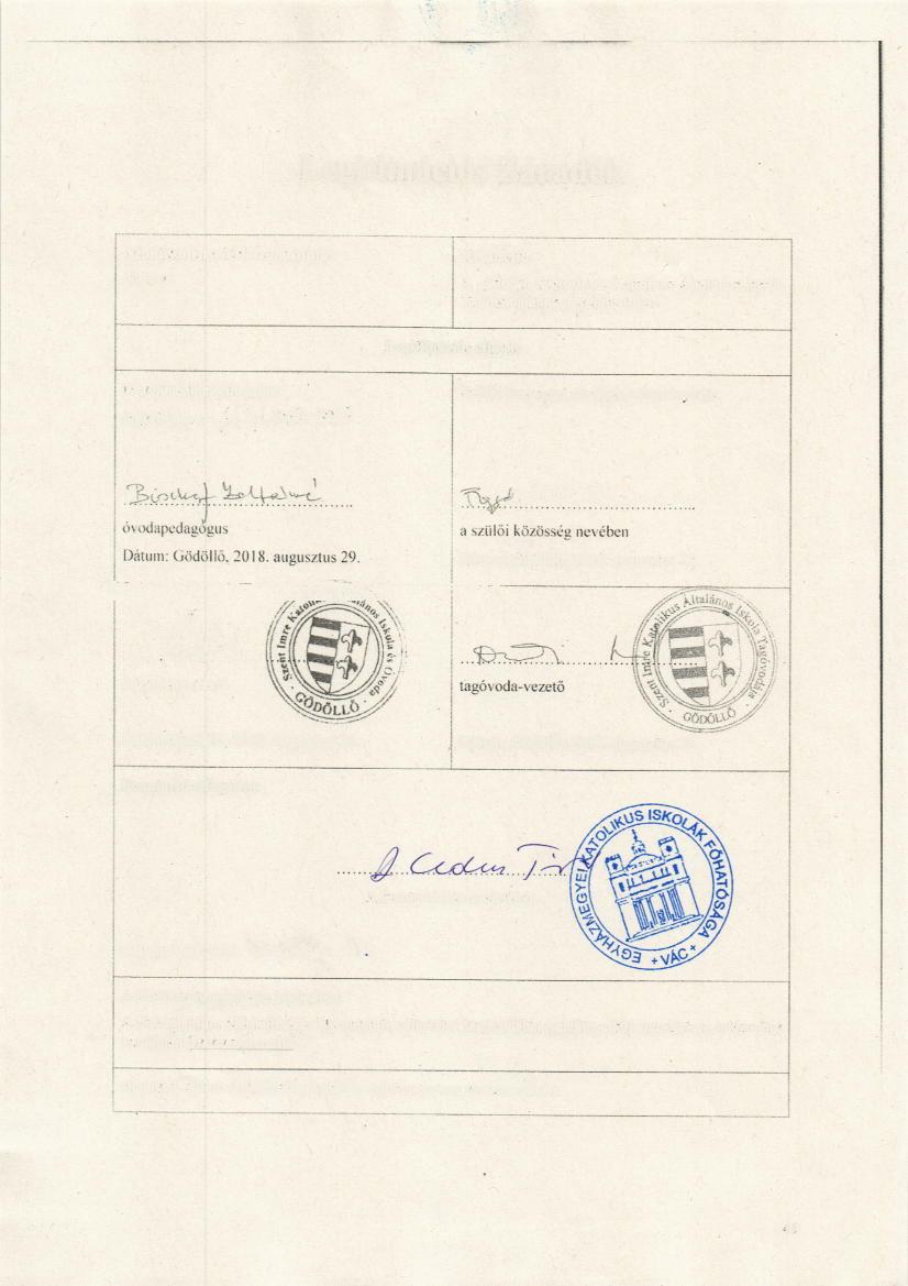 Legitimrl ci6s Zfiradék Az in tr,znr(nr O\l lzr,rnosilrija: 017,- t.l Készitcttc: A gòdòlliii Szcrìt Inue KaLoliktrs.