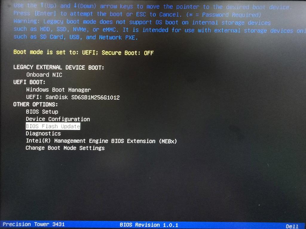3. Megjelenik a Bios Flash Update párbeszédpanel menüje.