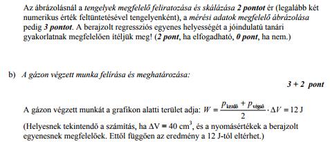 7. Egy dugattyús edényben lévő gáz térfogatát és nyomását mértük egy állapotváltozás során. A mérési adatokat a táblázat tartalmazza. a) Ábrázolja a mérési adatokat p(v) grafikonon!