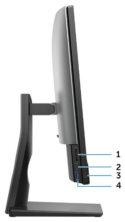 Bal oldali panel nézete 1 SD kártya olvasó 2 USB 3.