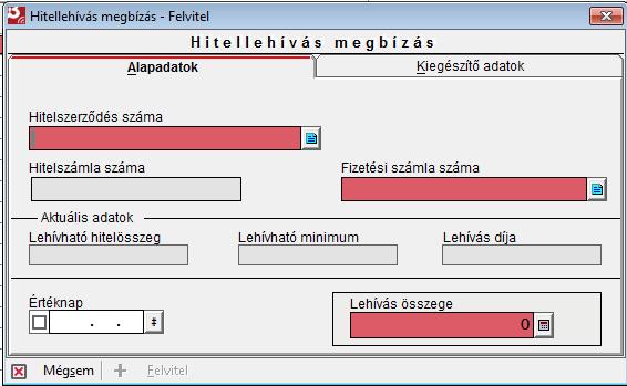 2. Hitellehívás felvitel Hogyan tudok hitellehívást rögzíteni? Milyen adatokra lesz szükségem?