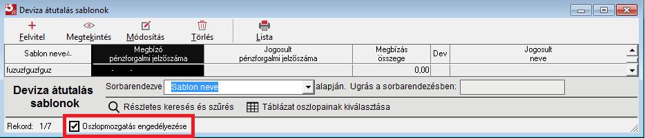 Ilyen esetben csak a Sorbarendezve legördülő menüben megadott rendezési feltételek alapján lehet az