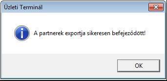 Az export fájl elkészülte után az alábbi