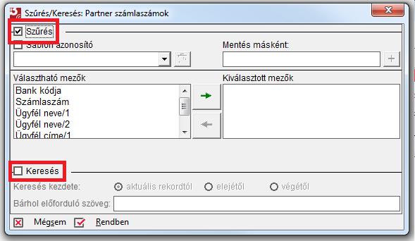 Amennyiben az adatait szűrni szeretné, jelölje be a Szűrés jelölőnégyzetet.