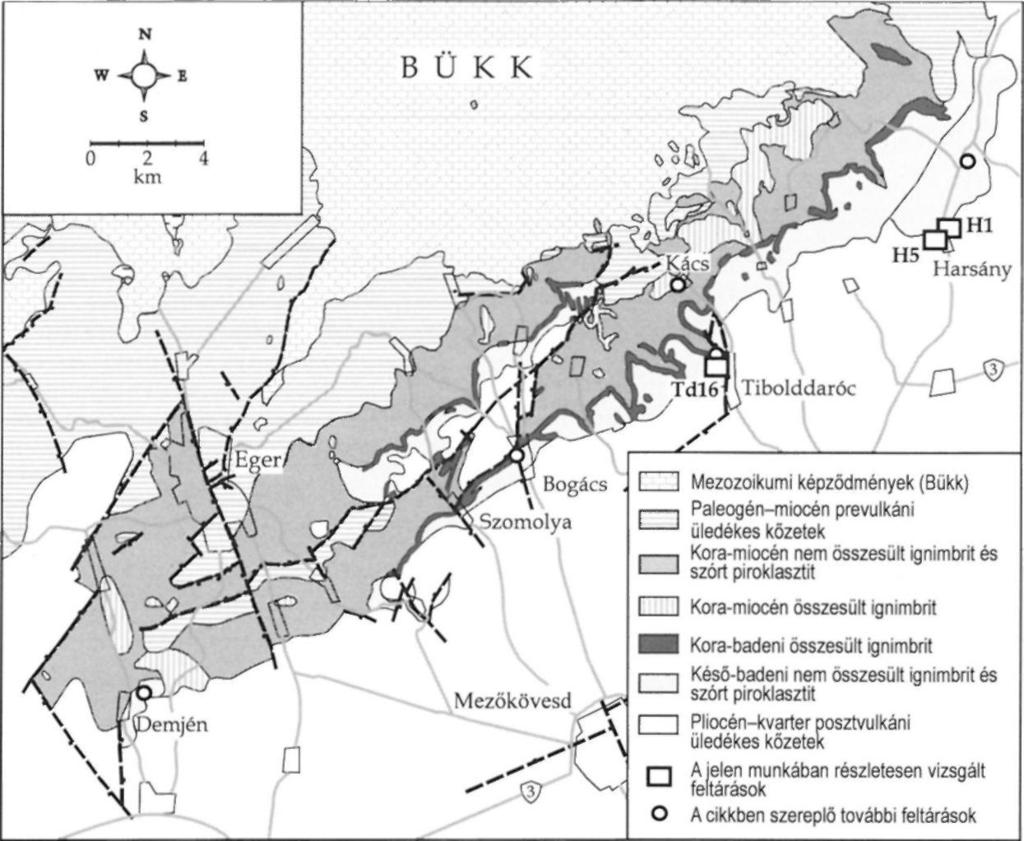 Formáció, Tari Dácittufa Formáció, Harsányi Riolittufa Formáció. Az egyes formációk területi elterjedését és genetikai besorolását azonban Szakács et al.