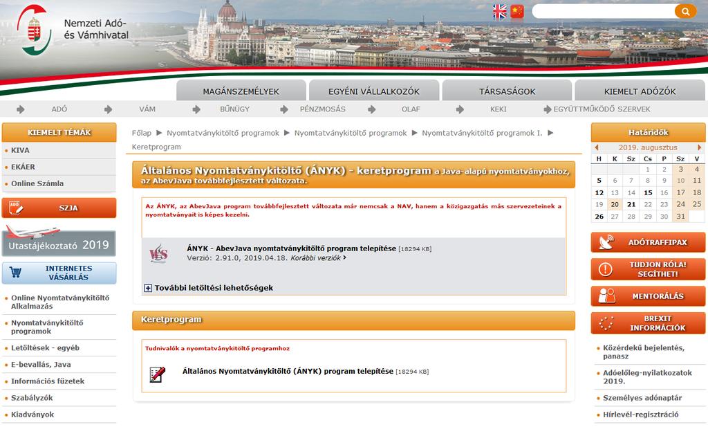 nav.gov.hu/nav/letoltesek/nyomtatvanykitolto_programok/nyomtatvany_apeh/keretprogramok/ abevjava_install.