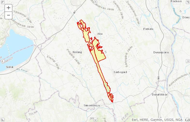 1. sz. ábra Sárvíz-völgye (HUDI10005) Natura 2000 SPA A terület mérete: Sárvíz-völgye SPA HUDI10005 A teljes Natura 2000 terület mérete 7.864,43 ha.