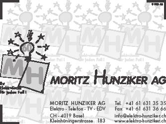 MORITZ HUNZIKER AG SEIT 3 GENERATIONEN Ihr ElektroTeam für jede Elektro-Installation Ihr