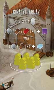 Például, a sárga játékos az előző körében a kőfejtőre helyezte a második munkását, ezért 2 követ kapott.