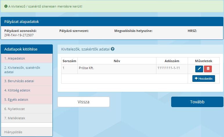 A Bezárás gomb segítségével vissza lehet térni a kiinduló felületre.