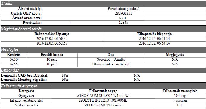 12 2. oldal 3-6. oldal( ha több adatot is felvesznek pl. paraméterek, EKG,stb. akkor több, mint 6 oldal) Ezen adatokat a papír alapú Mentési dokumentáció továbbra is teljes mértékben tartalmazza.