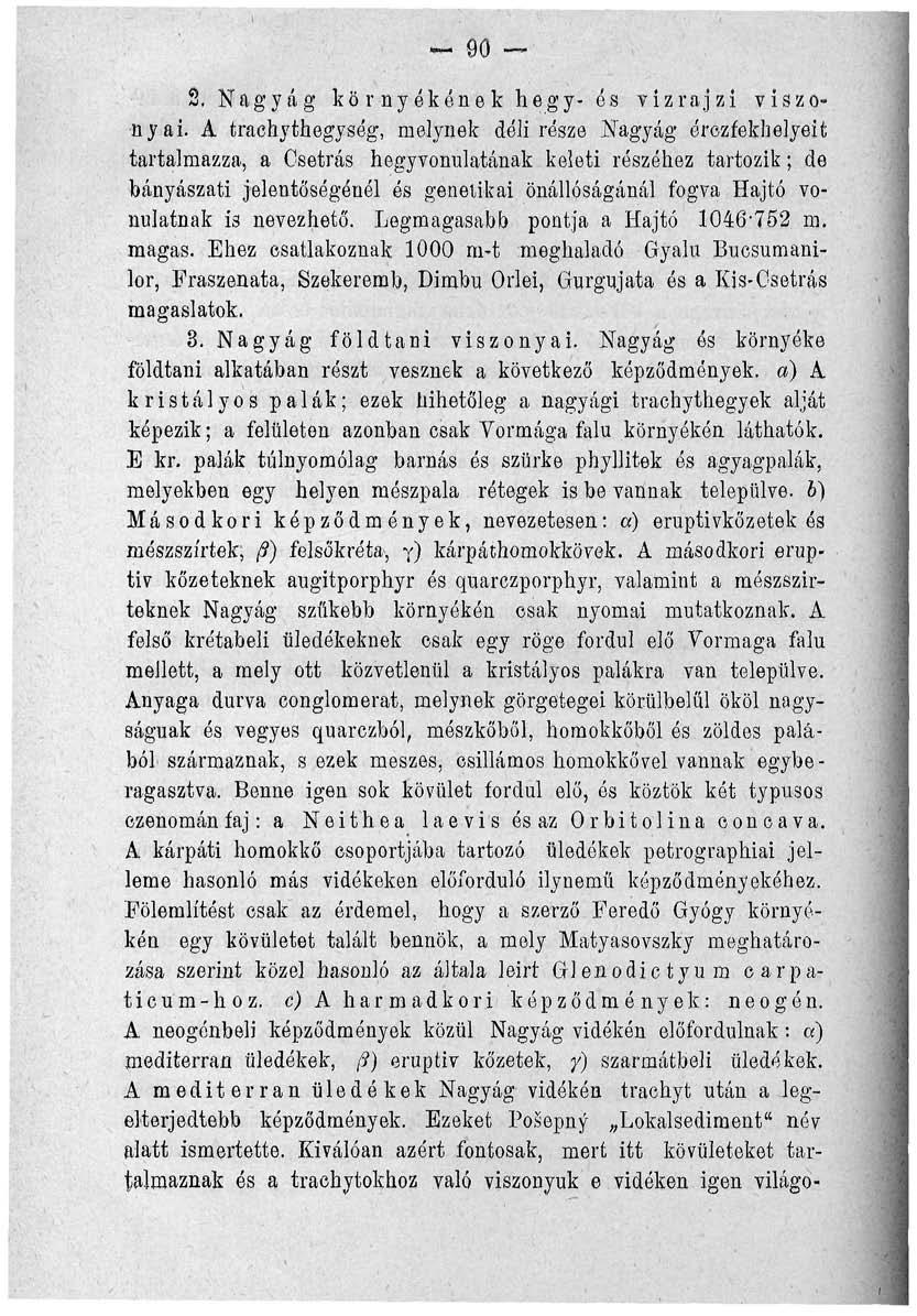 90 2, Nagyág környékének hegy- és vízrajzi víszo«nyai.