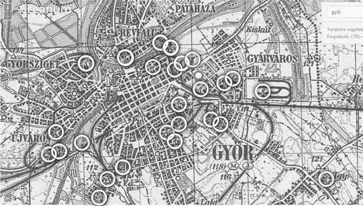 5. ábra. 1941-es katonai térkép a kémények jelölésével (Forrás: mapire.