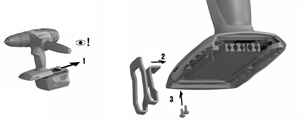 5.1.4 A betétszerszám behelyezése 1. Állítsa a jobb/bal forgásirányváltó kapcsolót középállásba, vagy vegye ki a gépből az akkut. 2. Ellenőrizze, hogy a betétszerszám befogószára tiszta-e.