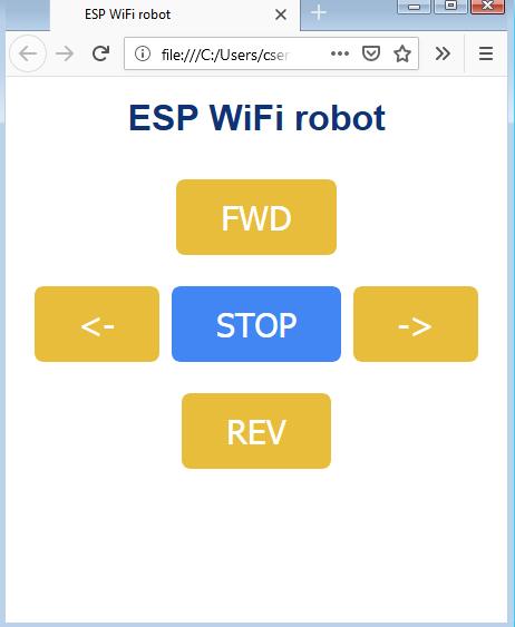Továbbfejlesztési javaslat Robot irányításához például így írhatjuk át a HTML lapot (nyilván a firrmware-t is át kell írni hozzá) <html> <head> <title>esp WiFi robot</title> <meta name="viewport"